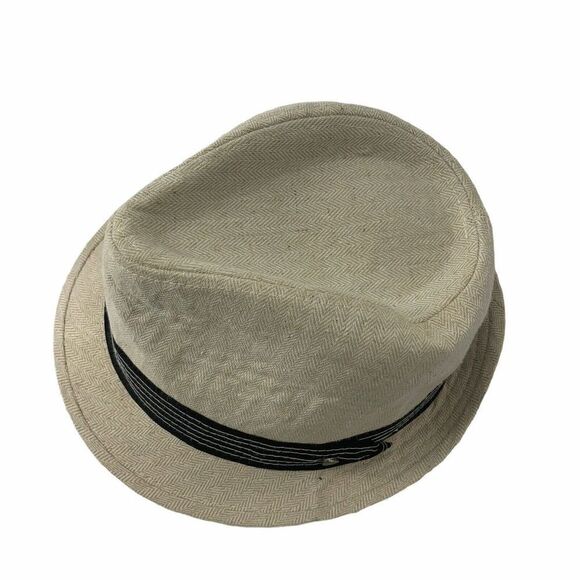 Stetson Beige Herringbone Linen Blend Fedora Mens - Picture 2 of 7